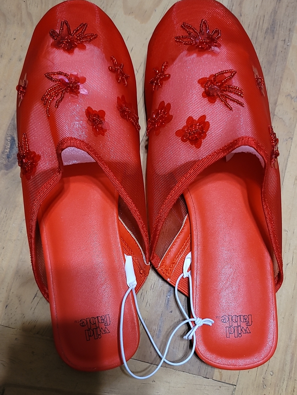 Target Red Beaded Mesh Slide Mules - Picture 2 of 7